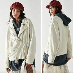 NEW Free People Rebel Knit Moto Jacket Vanilla Cream Bikercore Punk Bohemian